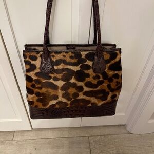 Brahmin Anytime Tote in Beige Leopard Luxe- Vintage With Calf Hair